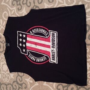 Harley-Davidson Black Sleeveless Shirt with Red and White Logo